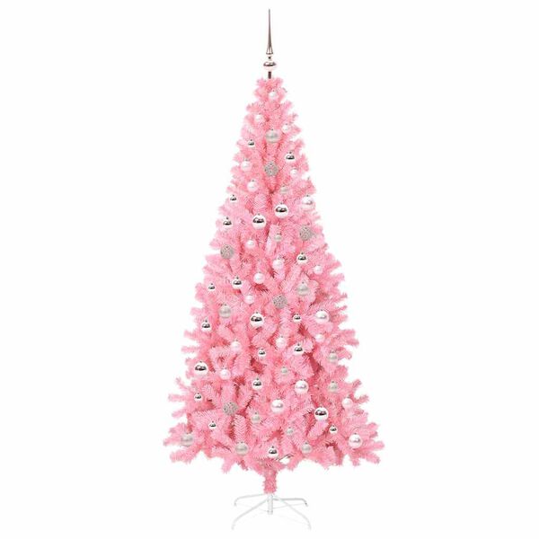 vidaXL Sapin de Noël avec 300 LED avec support Rose 240 cm PVC