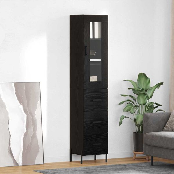 vidaXL Haut Armoire Ch&ecirc;ne noir 34,5 x 34 x 180 cm Bois d'ing&eacute;nierie