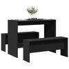 vidaXL Ensemble table à manger et bancs 3 pcs noir bois d'ingénierie