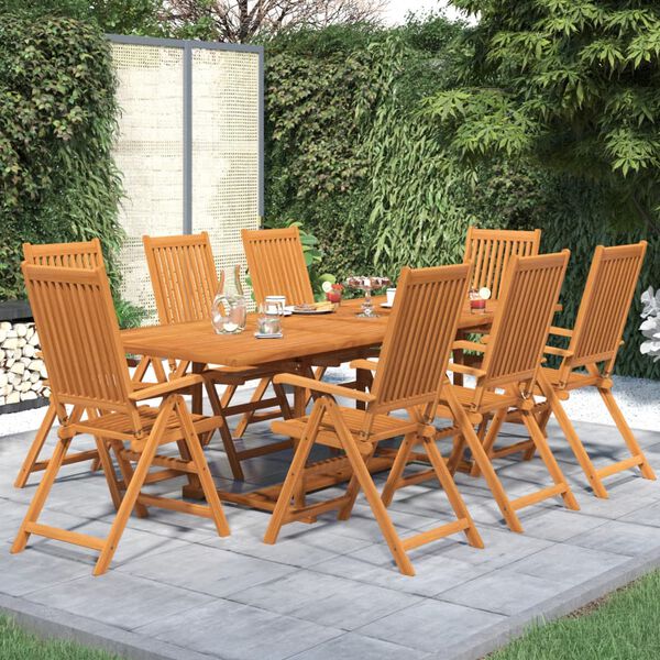 vidaXL Ensemble &agrave; manger de jardin 9 pcs Bois d'acacia massif 160-240 cm