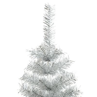 vidaXL Sapin de Noël artificiel avec support Argenté 240 cm PET