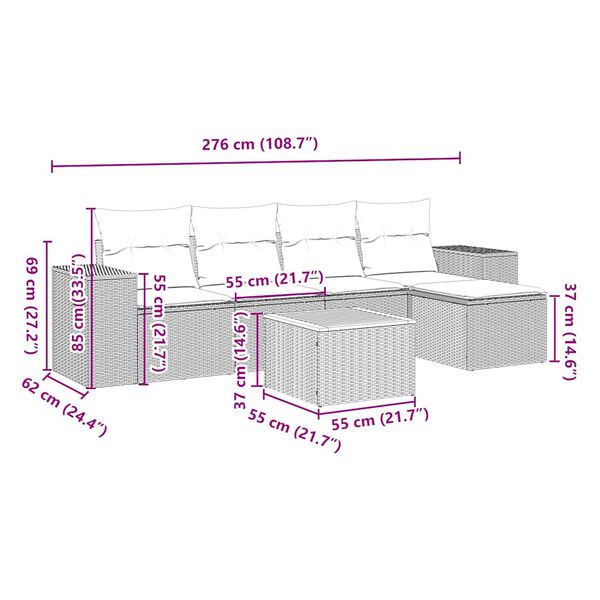 vidaXL Salon de jardin 6 pcs avec coussins noir r&eacute;sine tress&eacute;e