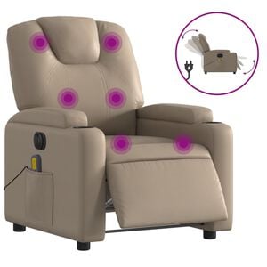 vidaXL Fauteuil de massage inclinable &eacute;lectrique cappuccino similicuir
