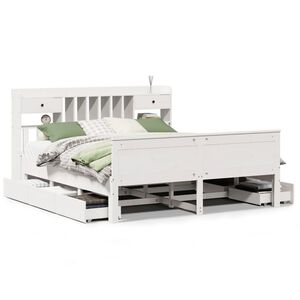 vidaXL Lit biblioth&egrave;que sans matelas blanc 180x200 cm bois pin massif