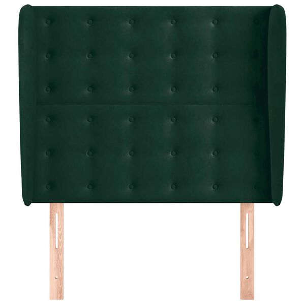 vidaXL T&ecirc;te de lit avec oreilles Vert fonc&eacute; 103x23x118/128 cm Velours