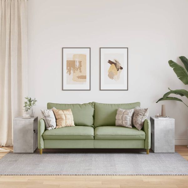 vidaXL Tables d'appoint 2 pcs gris b&eacute;ton 50x30x50 cm bois d'ing&eacute;nierie