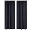 2 pcs Rideau Blackout Occultant Noir T&ecirc;te &agrave; Fente 135 x 245 cm