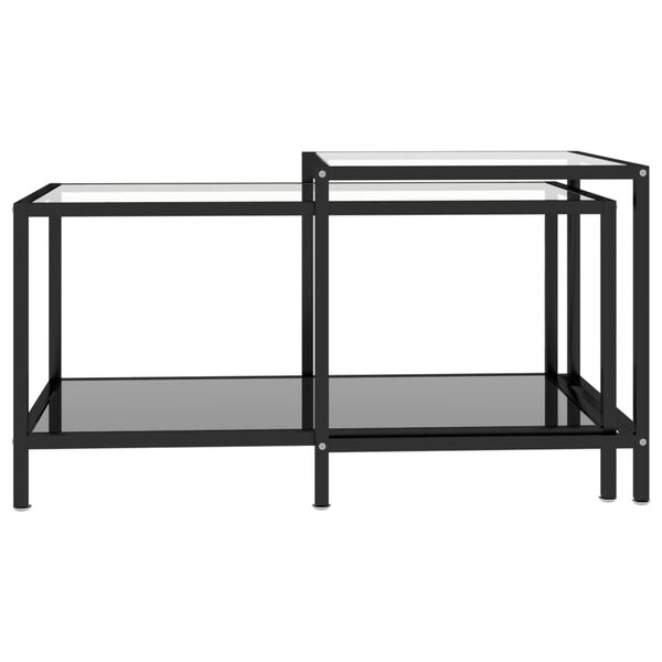 vidaXL Tables à thé 2 pcs Verre trempé Noir