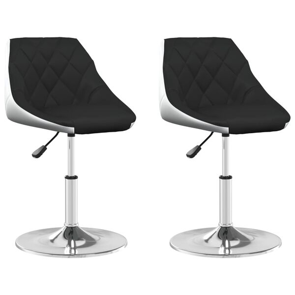 vidaXL Chaises &agrave; manger pivotantes lot de 2 noir et blanc similicuir