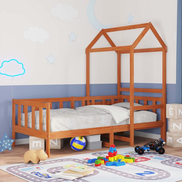 vidaXL Ensemble Lit de Jour 2 pcs Cire marron Bois de pin massif