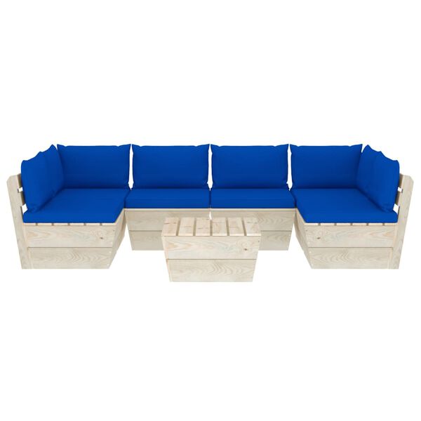 vidaXL Salon de jardin palette 7 pcs avec coussins bois d'&eacute;pic&eacute;a