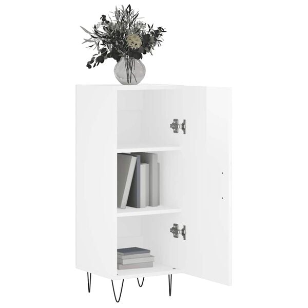 vidaXL Buffet Blanc brillant 34,5x34x90 cm Bois d'ing&eacute;nierie