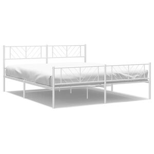 vidaXL Cadre de lit m&eacute;tal sans matelas et pied de lit blanc 193x203 cm