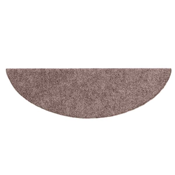 vidaXL Tapis d'escalier auto-adh&eacute;sifs 10 pi&egrave;ces 56 x 17 x 3 cm Marron clair Demi-rond