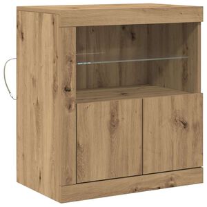 vidaXL Buffet LED Marron 60,5 x 37 x 67 cm Bois d'ing&eacute;nierie