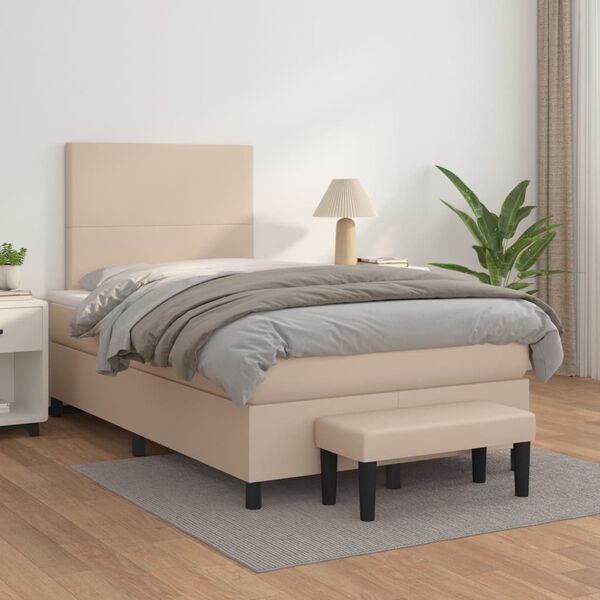 vidaXL Sommier &agrave; lattes de lit avec matelas Cappuccino 120x200 cm