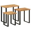 vidaXL Tables gigognes 3 pcs avec bord vivant bois massif d'acacia