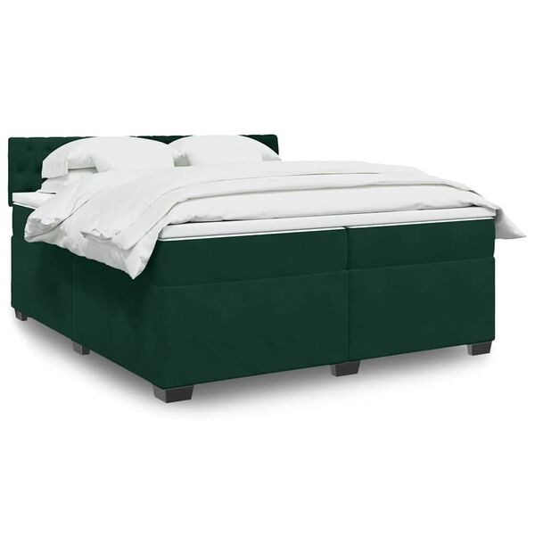 vidaXL Sommier &agrave; lattes de lit et matelas Vert fonc&eacute; 200x200cm Velours
