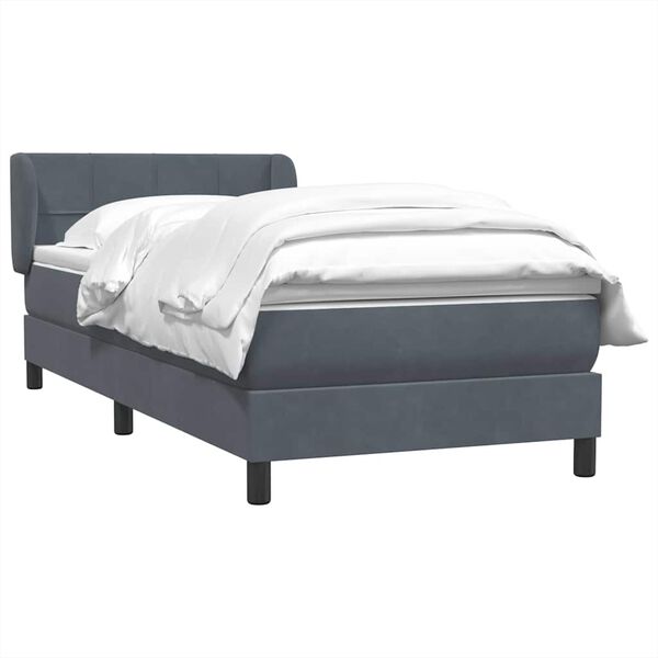 vidaXL Sommier &agrave; lattes de lit et matelas gris fonc&eacute; 80x220 cm velours