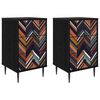 vidaXL Table de chevet OMMEN 2 pc Ch&ecirc;ne noir 36 x 33 x 61 cm