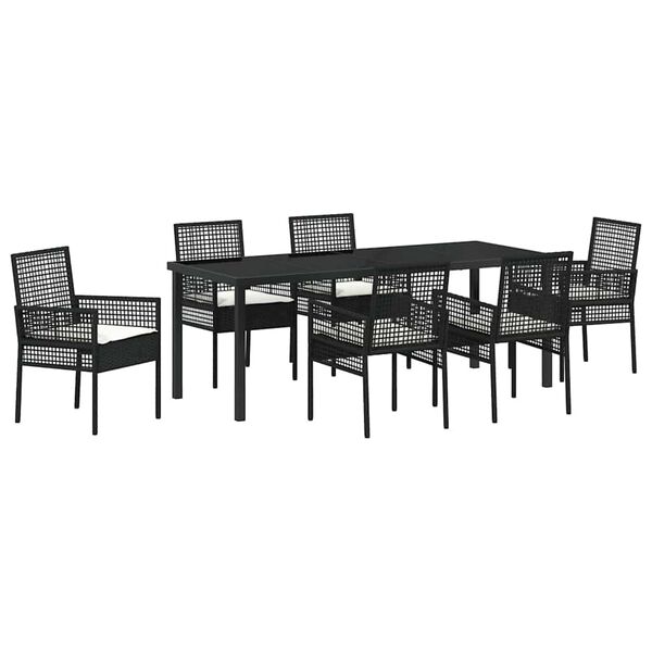 vidaXL Ensemble de salle &agrave; manger pour jardin 7 pcs Noir polyrotin