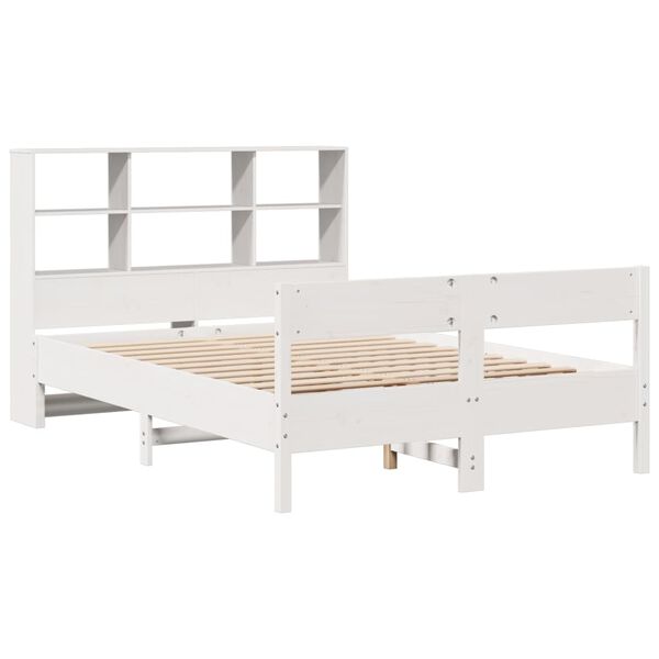 vidaXL Lit biblioth&egrave;que sans matelas blanc 140x190 cm bois pin massif