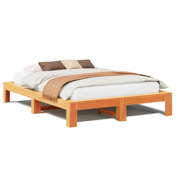vidaXL Cadre de lit sans matelas cire marron 160x200cm bois pin massif