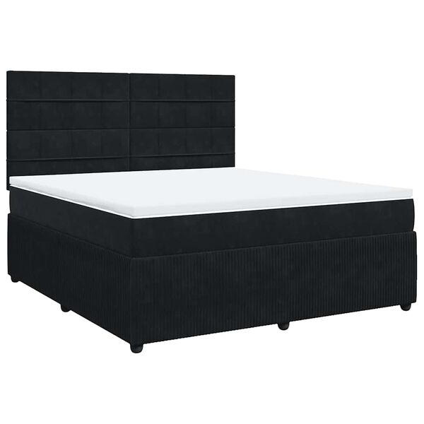 vidaXL Sommier &agrave; lattes de lit avec matelas Noir 180x200 cm Velours