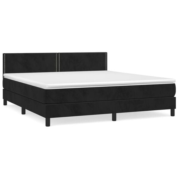 vidaXL Sommier &agrave; lattes de lit avec matelas Noir 180x200 cm Velours