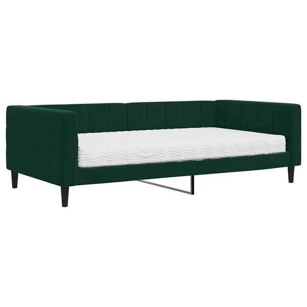 vidaXL Lit de jour avec matelas vert fonc&eacute; 100x200 cm velours