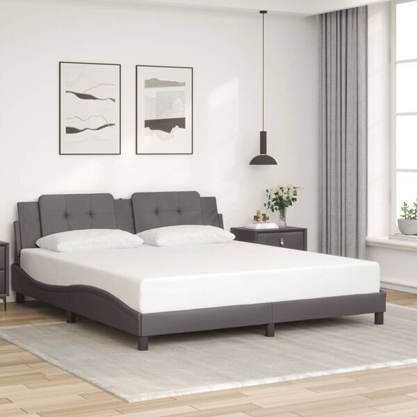 vidaXL Cadre de lit avec LED sans matelas Zadar gris 180x200 cm