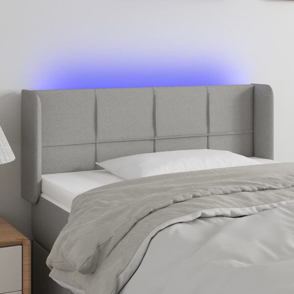 vidaXL T&ecirc;te de lit &agrave; LED Gris clair 103x16x78/88 cm Tissu