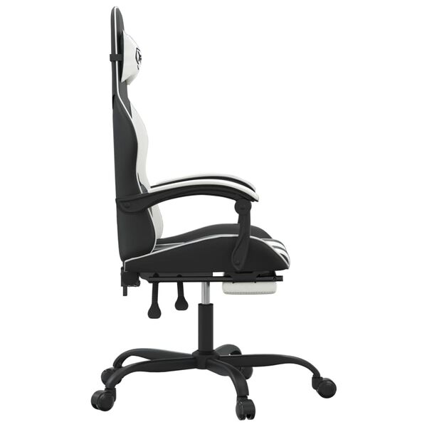 vidaXL Chaise de jeu avec repose-pied Noir et blanc Similicuir