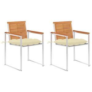 vidaXL Chaises de jardin avec coussins lot de 2 Acacia solide et acier