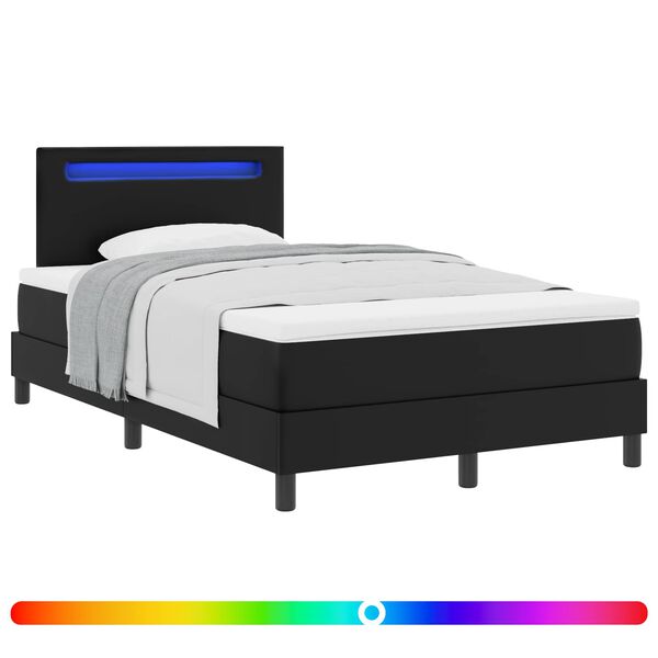 vidaXL Lit &agrave; ressorts avec matelas Noir 120 x 190 cm Simili cuir