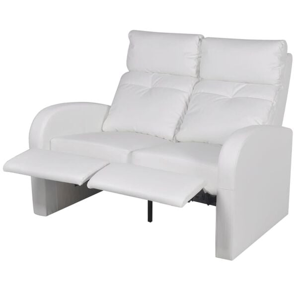 vidaXL Fauteuil inclinable &agrave; 2 places cuir synth&eacute;tique blanc