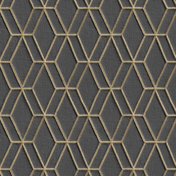 DUTCH WALLCOVERINGS Papier peint avec motif hexagonal Noir et dor&eacute;