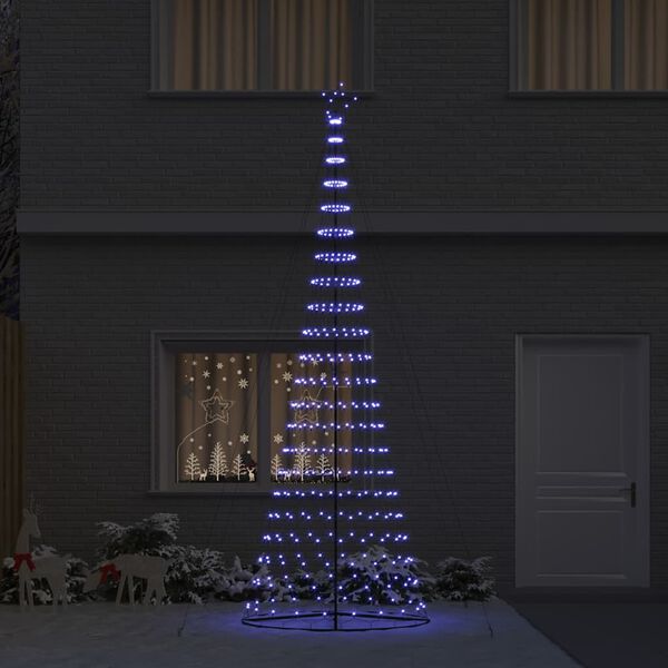 vidaXL Arbre de No&euml;l LED avec 455 LED avec support Bleu 184,5 cm M&eacute;tal