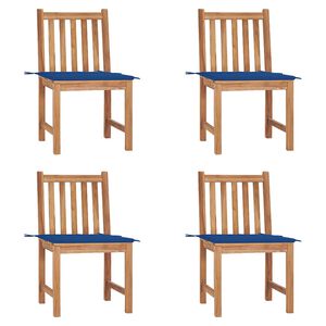 vidaXL Chaises de jardin lot de 4 avec coussins Bois de teck massif