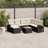 vidaXL Salon de jardin 8 pcs avec coussins noir résine tressée