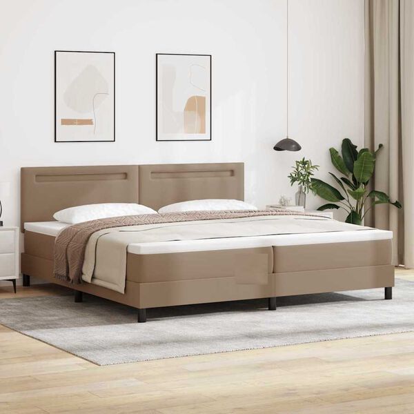 vidaXL Lit &agrave; ressorts avec matelas Cappuccino 200 x 200 cm Simili cuir