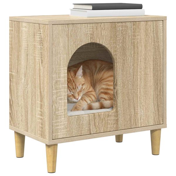 vidaXL Maison pour chat Sonoma 51 x 30 x 52 cm Bois d'ing&eacute;nierie