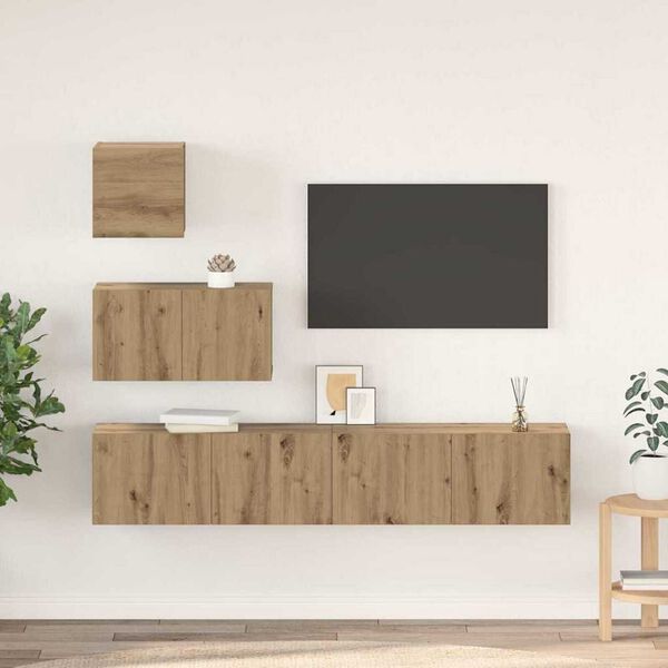 vidaXL Ensemble meuble TV 4 pcs Ch&ecirc;ne artisanal Bois d'ing&eacute;nierie