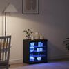 vidaXL Buffet LED Ch&ecirc;ne noir 60,5 x 37 x 67 cm Bois d'ing&eacute;nierie