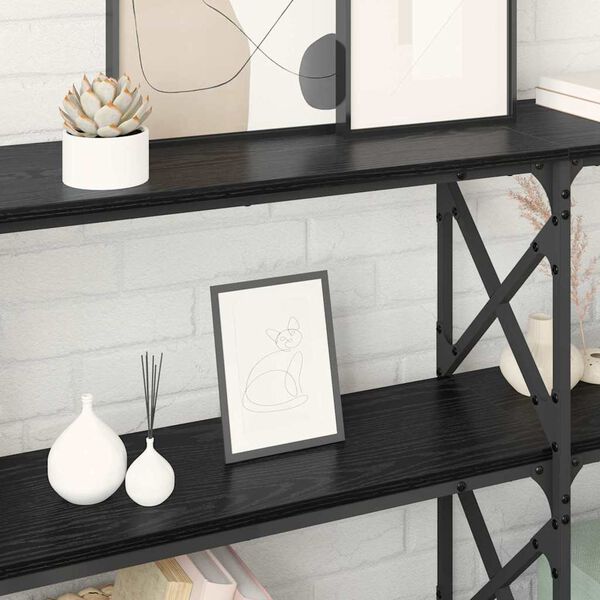 vidaXL Table console Ch&ecirc;ne noir 156 x 28 x 80,5 cm Bois d'ing&eacute;nierie