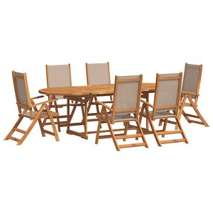 vidaXL Ensemble &agrave; Manger de jardin 7pcs bois d'acacia solide textil&egrave;ne