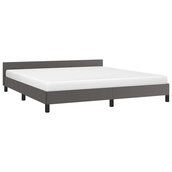 vidaXL Cadre de lit avec tête de lit sans matelas gris 160x200 cm