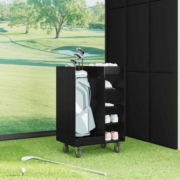 vidaXL Armoire de Golf avec roue Uni Ch&ecirc;ne noir 65 x 45 x 98 cm