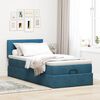 vidaXL Cadre de lit ottoman avec matelas bleu fonc&eacute; 90x190 cm velours