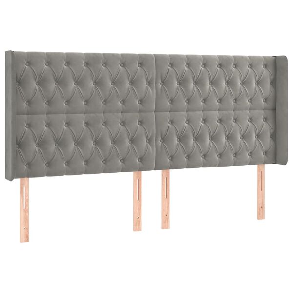 vidaXL T&ecirc;te de lit &agrave; LED Gris clair 183x16x118/128 cm Velours